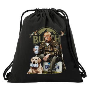 Retro Trump Hunting Deer Funny Beer Drinking Beer Hunting Drawstring Bag