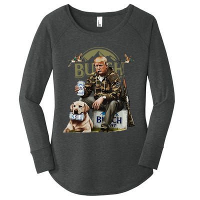 Retro Trump Hunting Deer Funny Beer Drinking Beer Hunting Women's Perfect Tri Tunic Long Sleeve Shirt