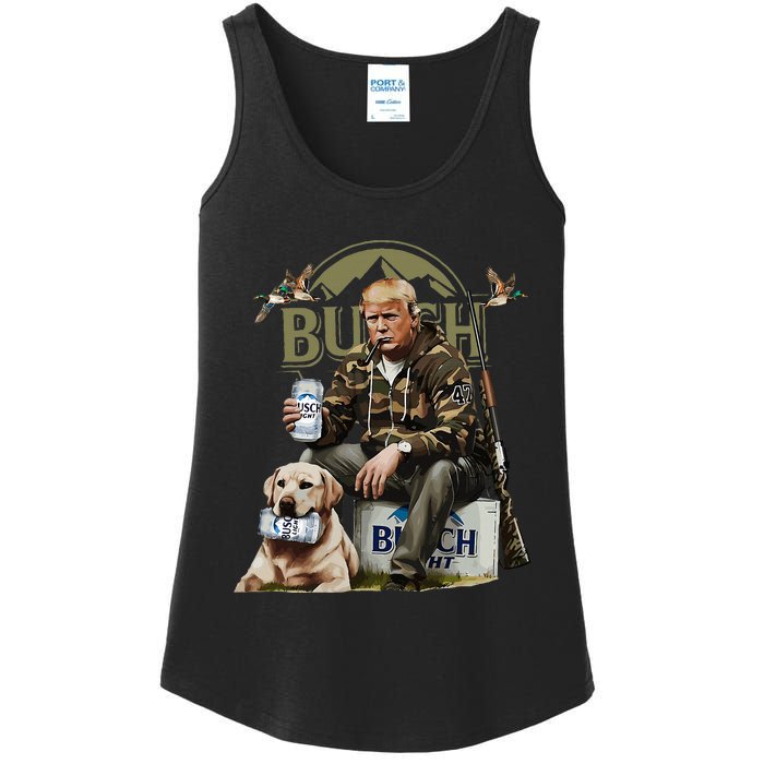 Retro Trump Hunting Deer Funny Beer Drinking Beer Hunting Ladies Essential Tank