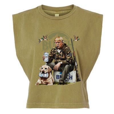 Retro Trump Hunting Deer Funny Beer Drinking Beer Hunting Garment-Dyed Women's Muscle Tee