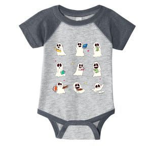 Retro Teacher Halloween Ghost Read More Books Teacher Infant Baby Jersey Bodysuit