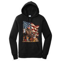 Retro Trump Hunting Deer Funny Beer Drinking Beer Hunting Women's Pullover Hoodie