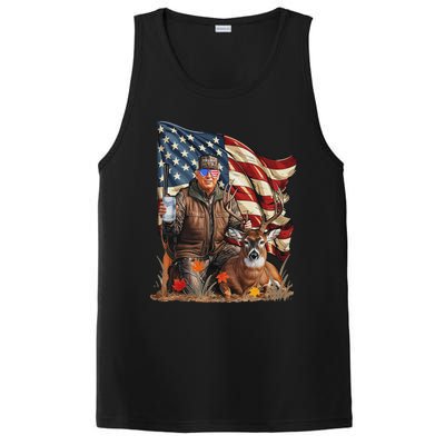 Retro Trump Hunting Deer Funny Beer Drinking Beer Hunting PosiCharge Competitor Tank