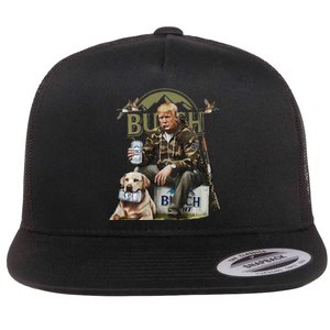 Retro Trump Hunting Deer Funny Beer Drinking Hunting Flat Bill Trucker Hat