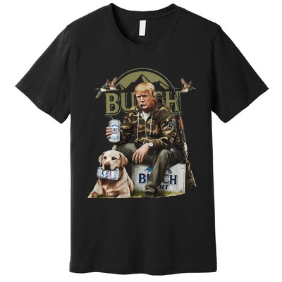 Retro Trump Hunting Deer Funny Beer Drinking Hunting Premium T-Shirt