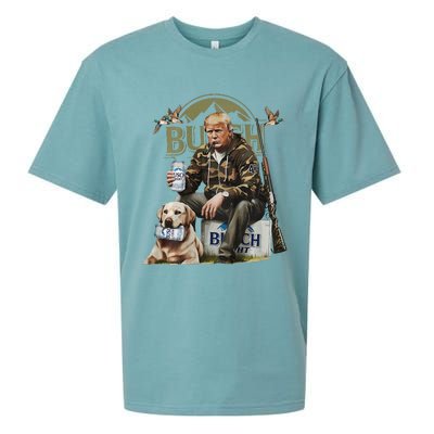 Retro Trump Hunting Deer Funny Beer Drinking Hunting Sueded Cloud Jersey T-Shirt