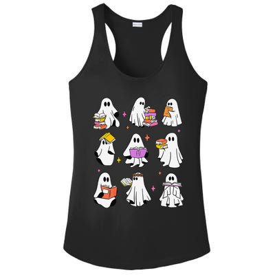 Retro Teacher Halloween Ghost Read More Books Teacher Ladies PosiCharge Competitor Racerback Tank