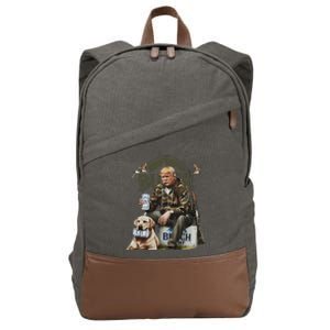 Retro Trump Hunting Deer Funny Beer Drinking Beer Hunting Cotton Canvas Backpack