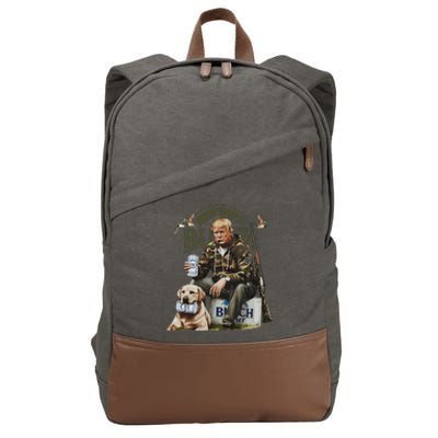 Retro Trump Hunting Deer Funny Beer Drinking Beer Hunting Cotton Canvas Backpack