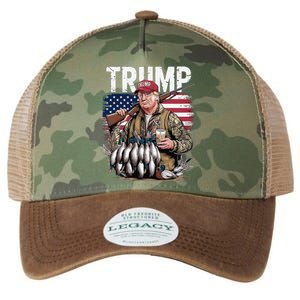 Retro Trump Hunting Duck Hello Hunting Season Us Flag Legacy Tie Dye Trucker Hat