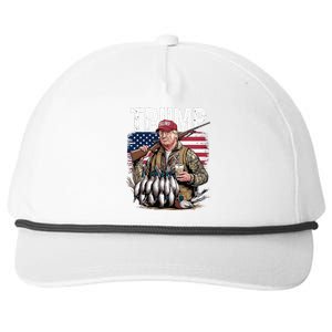 Retro Trump Hunting Duck Hello Hunting Season Us Flag Snapback Five-Panel Rope Hat