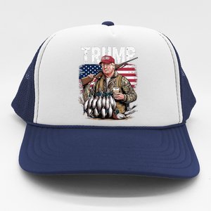 Retro Trump Hunting Duck Hello Hunting Season Us Flag Trucker Hat