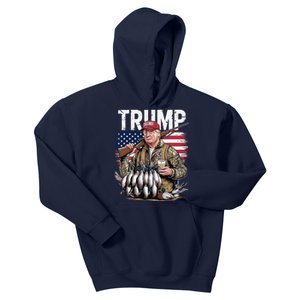 Retro Trump Hunting Duck Hello Hunting Season Us Flag Kids Hoodie