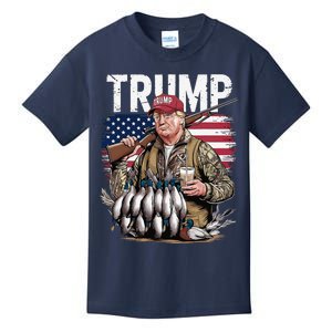 Retro Trump Hunting Duck Hello Hunting Season Us Flag Kids T-Shirt