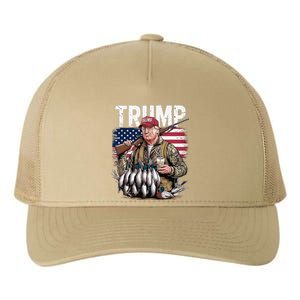 Retro Trump Hunting Duck Hello Hunting Season Us Flag Yupoong Adult 5-Panel Trucker Hat