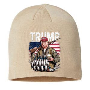 Retro Trump Hunting Duck Hello Hunting Season Us Flag Sustainable Beanie