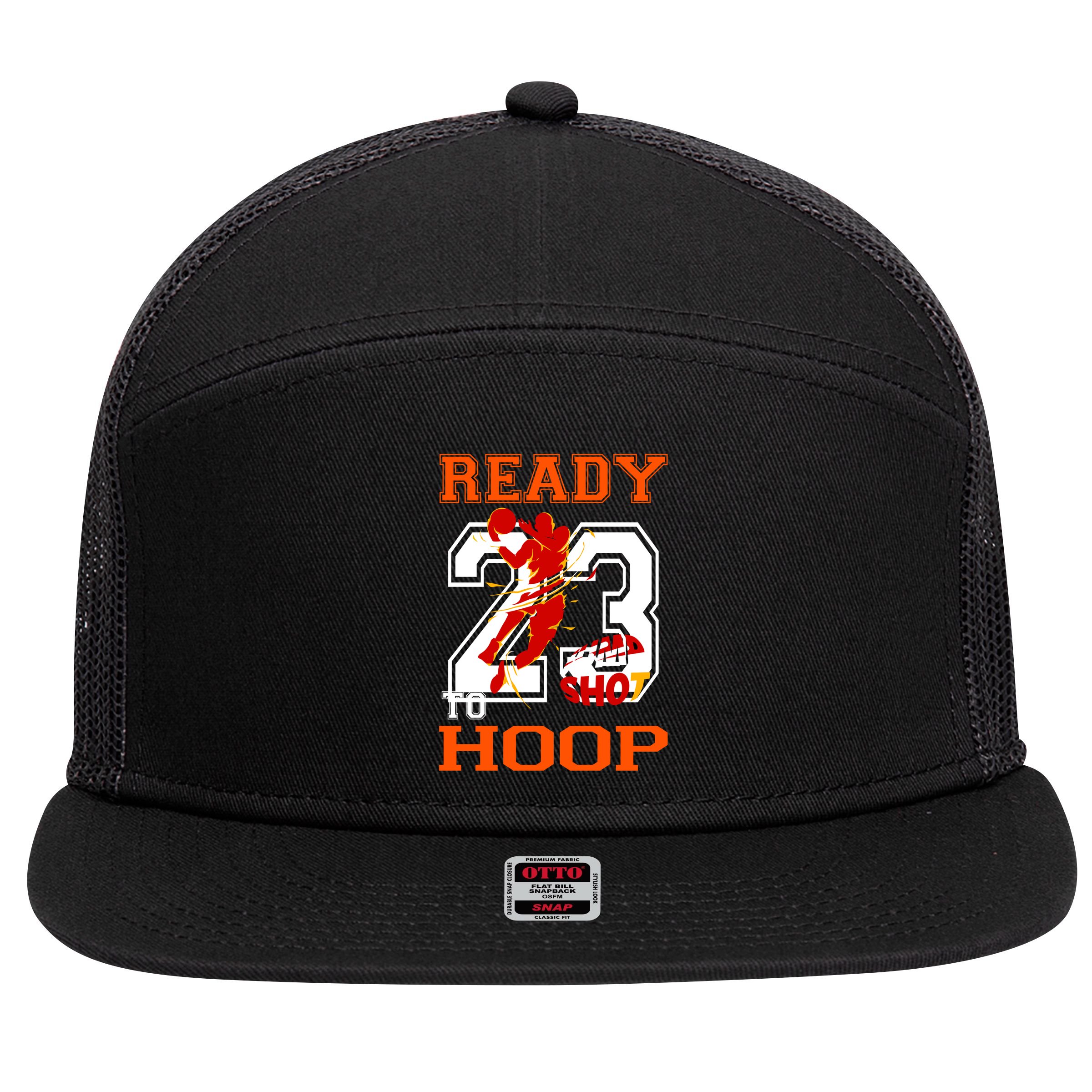 Ready To Hoop Basketball 23 7 Panel Mesh Trucker Snapback Hat