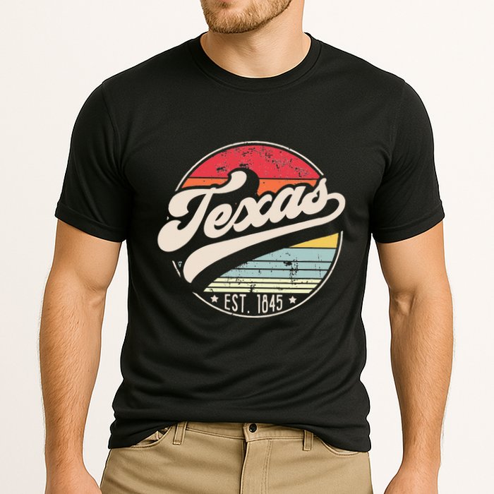 Retro Texas Home State TX Cool 70s Style Sunset Performance Shirt