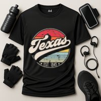 Retro Texas Home State TX Cool 70s Style Sunset Performance Shirt