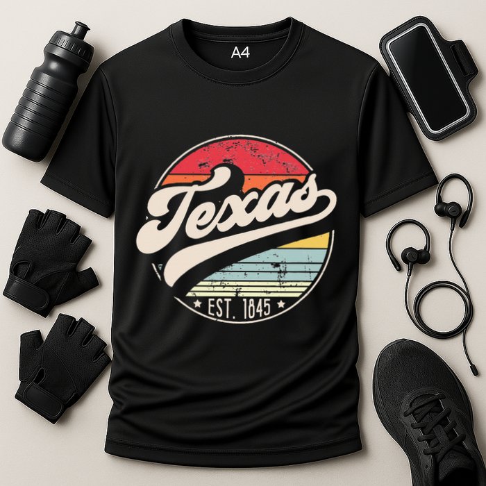 Retro Texas Home State TX Cool 70s Style Sunset Performance Shirt