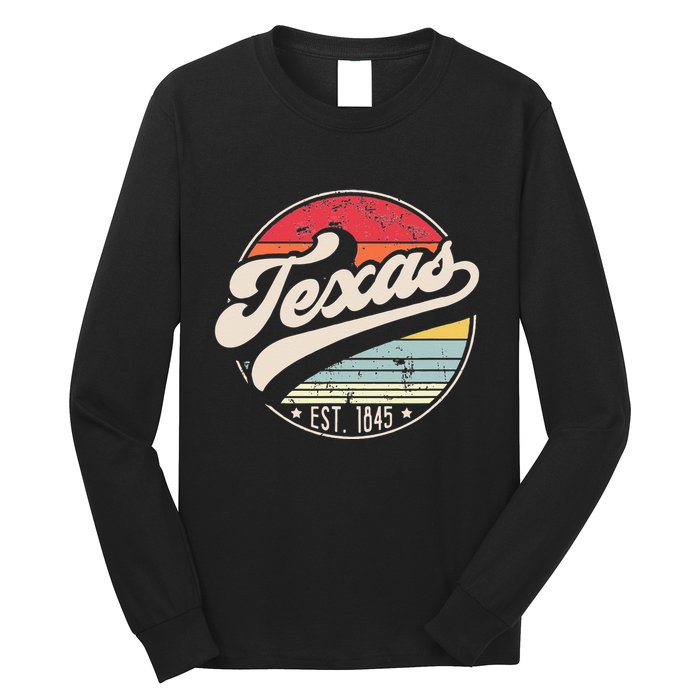 Retro Texas Home State TX Cool 70s Style Sunset Long Sleeve Shirt