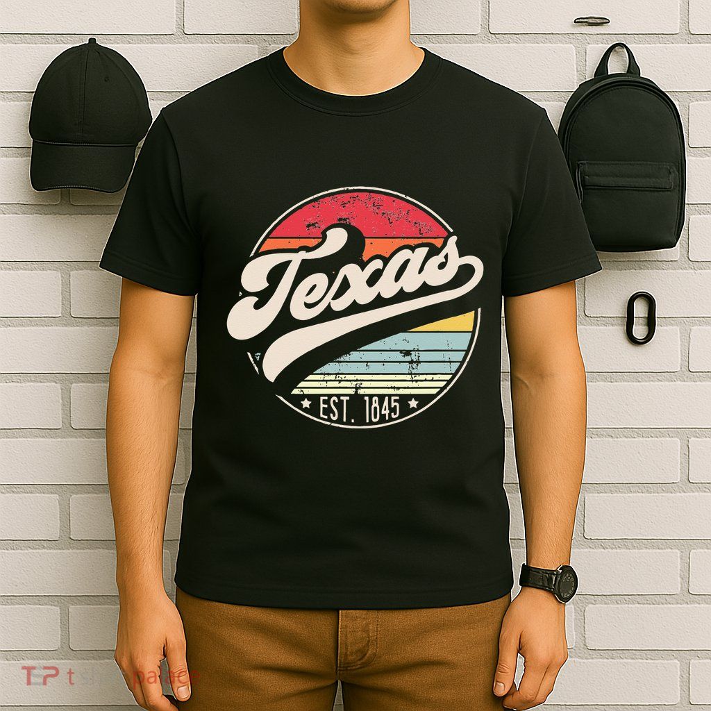Retro Texas Home State TX Cool 70s Style Sunset T-Shirt