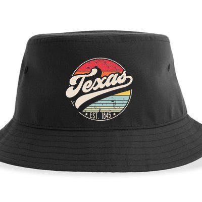 Retro Texas Home State TX Cool 70s Style Sunset Sustainable Bucket Hat