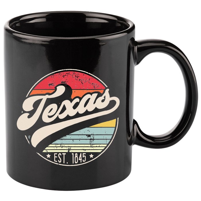 Retro Texas Home State TX Cool 70s Style Sunset 11oz C Handle Ceramic Mug