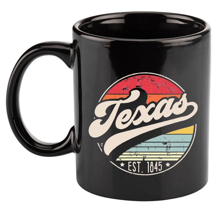 Retro Texas Home State TX Cool 70s Style Sunset 11oz C Handle Ceramic Mug