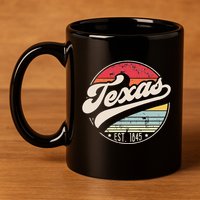 Retro Texas Home State TX Cool 70s Style Sunset 11oz C Handle Ceramic Mug