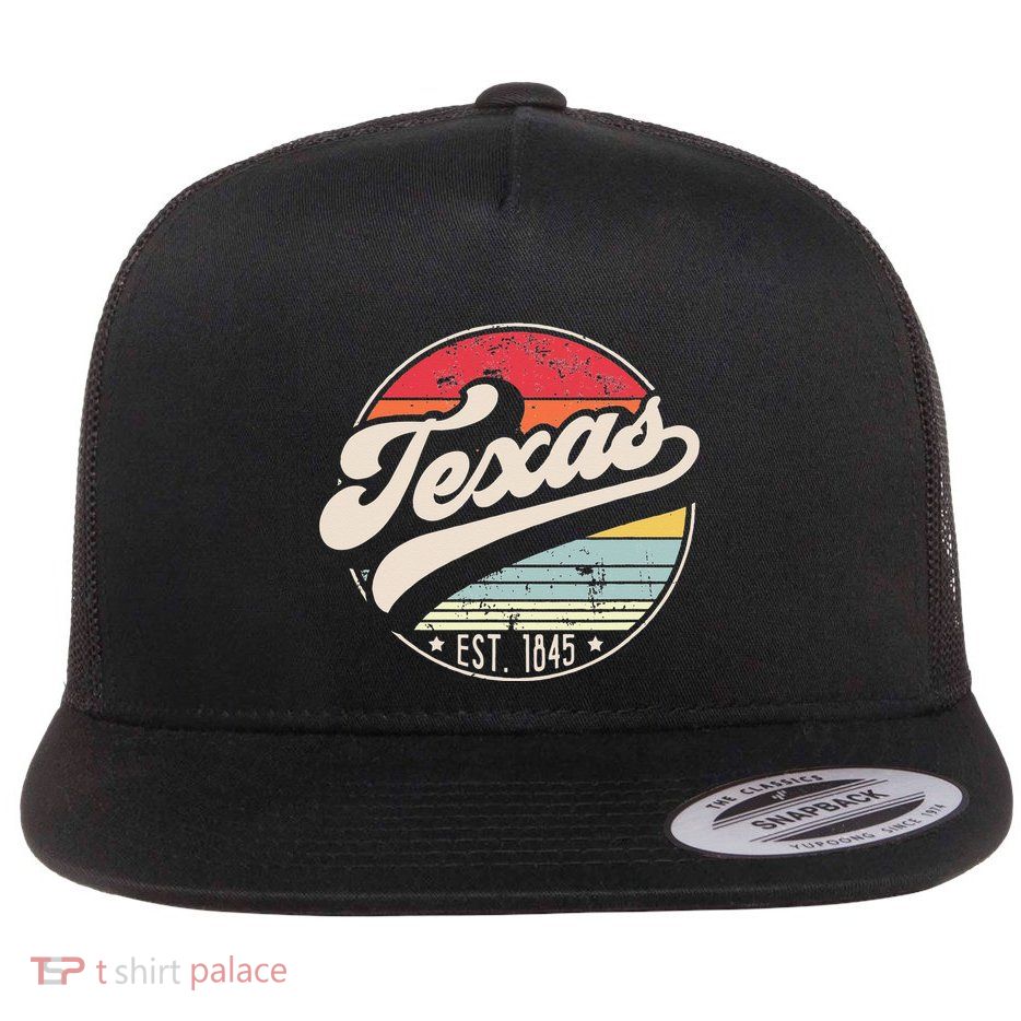 Retro Texas Home State TX Cool 70s Style Sunset Flatbill Hat