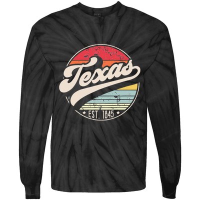Retro Texas Home State TX Cool 70s Style Sunset Tie-Dye Long Sleeve Shirt