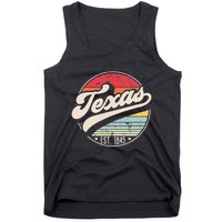 Retro Texas Home State TX Cool 70s Style Sunset Tank Top