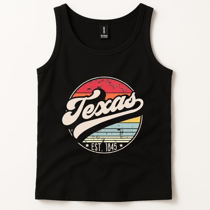 Retro Texas Home State TX Cool 70s Style Sunset Tank Top