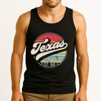 Retro Texas Home State TX Cool 70s Style Sunset Tank Top