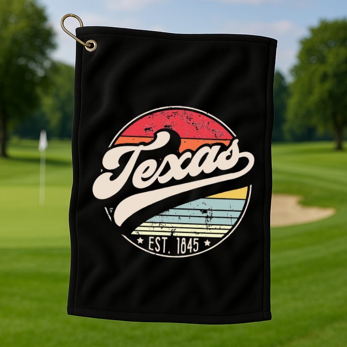 Retro Texas Home State TX Cool 70s Style Sunset Golf Towel