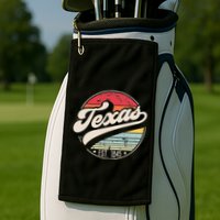 Retro Texas Home State TX Cool 70s Style Sunset Golf Towel