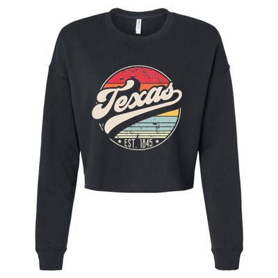 Retro Texas Home State TX Cool 70s Style Sunset Cropped Pullover Crew