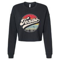 Retro Texas Home State TX Cool 70s Style Sunset Cropped Pullover Crew