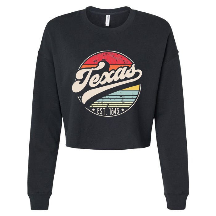 Retro Texas Home State TX Cool 70s Style Sunset Cropped Pullover Crew