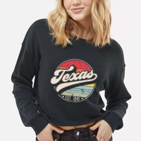 Retro Texas Home State TX Cool 70s Style Sunset Cropped Pullover Crew