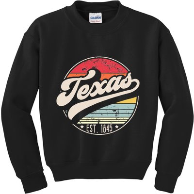 Retro Texas Home State TX Cool 70s Style Sunset Kids Sweatshirt