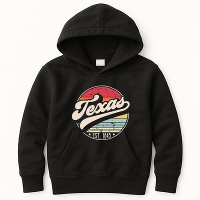 Retro Texas Home State TX Cool 70s Style Sunset Kids Hoodie