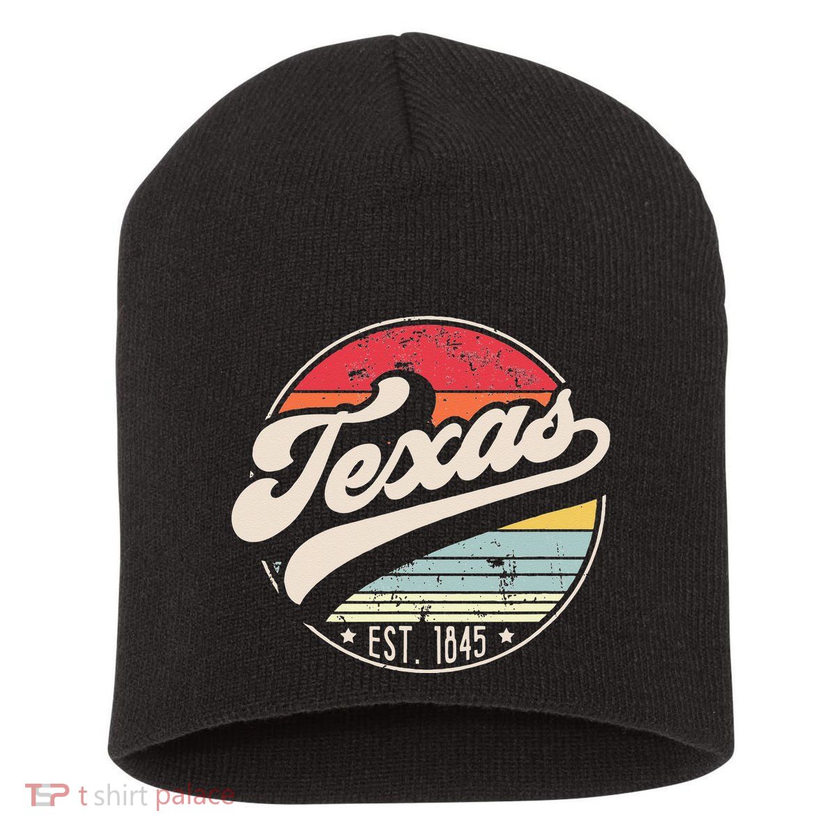 Retro Texas Home State TX Cool 70s Style Sunset Short Acrylic Beanie