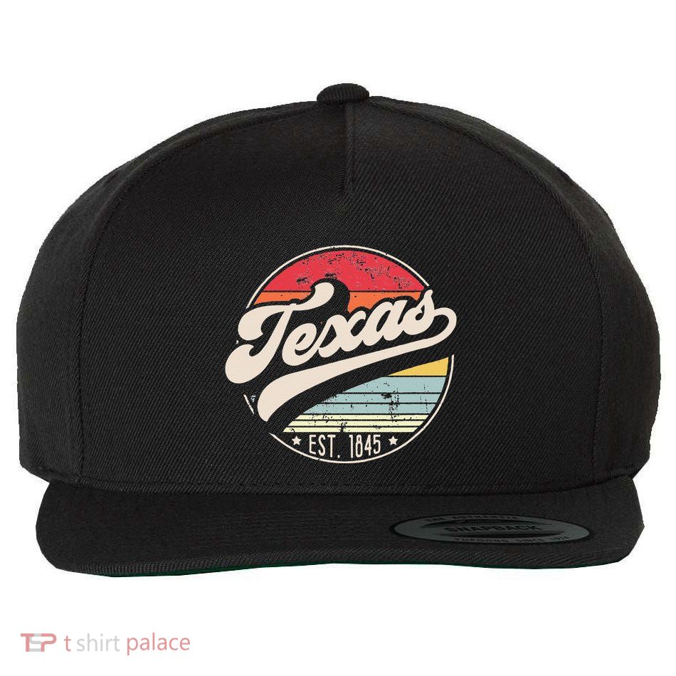 Retro Texas Home State TX Cool 70s Style Sunset Wool Snapback Cap