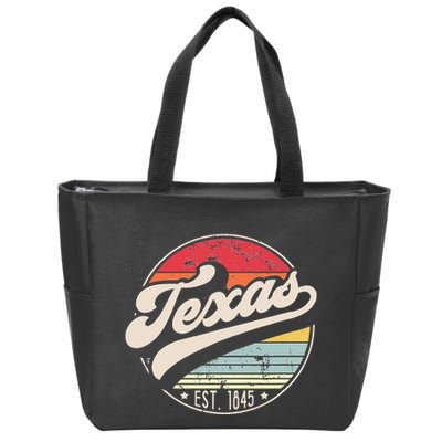 Retro Texas Home State TX Cool 70s Style Sunset Zip Tote Bag