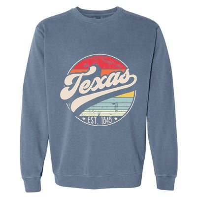 Retro Texas Home State TX Cool 70s Style Sunset Garment-Dyed Sweatshirt