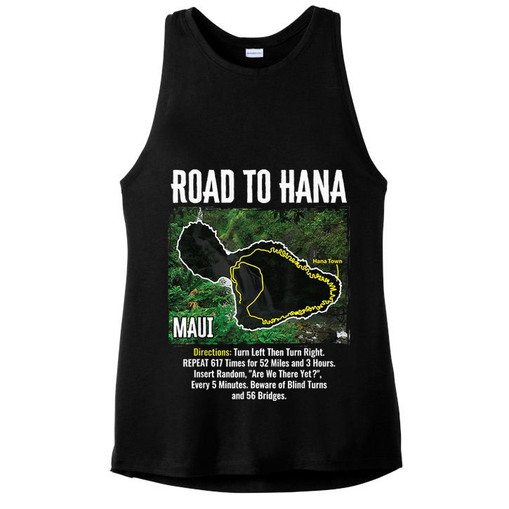 Road To Hana Map Maui Island Surfing Hawaiian Beach Summer Ladies PosiCharge Tri-Blend Wicking Tank