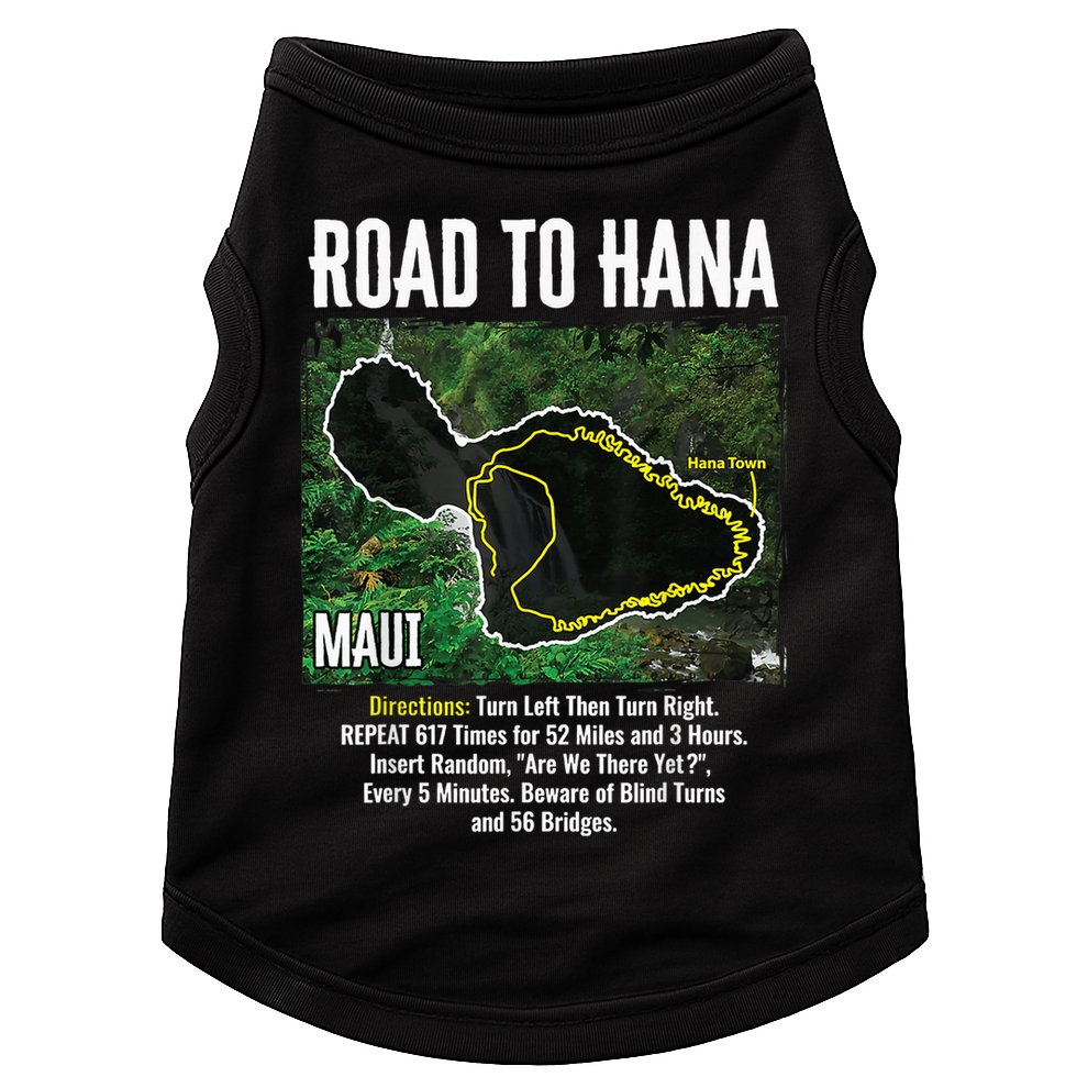 Road To Hana Map Maui Island Surfing Hawaiian Beach Summer Doggie Tank