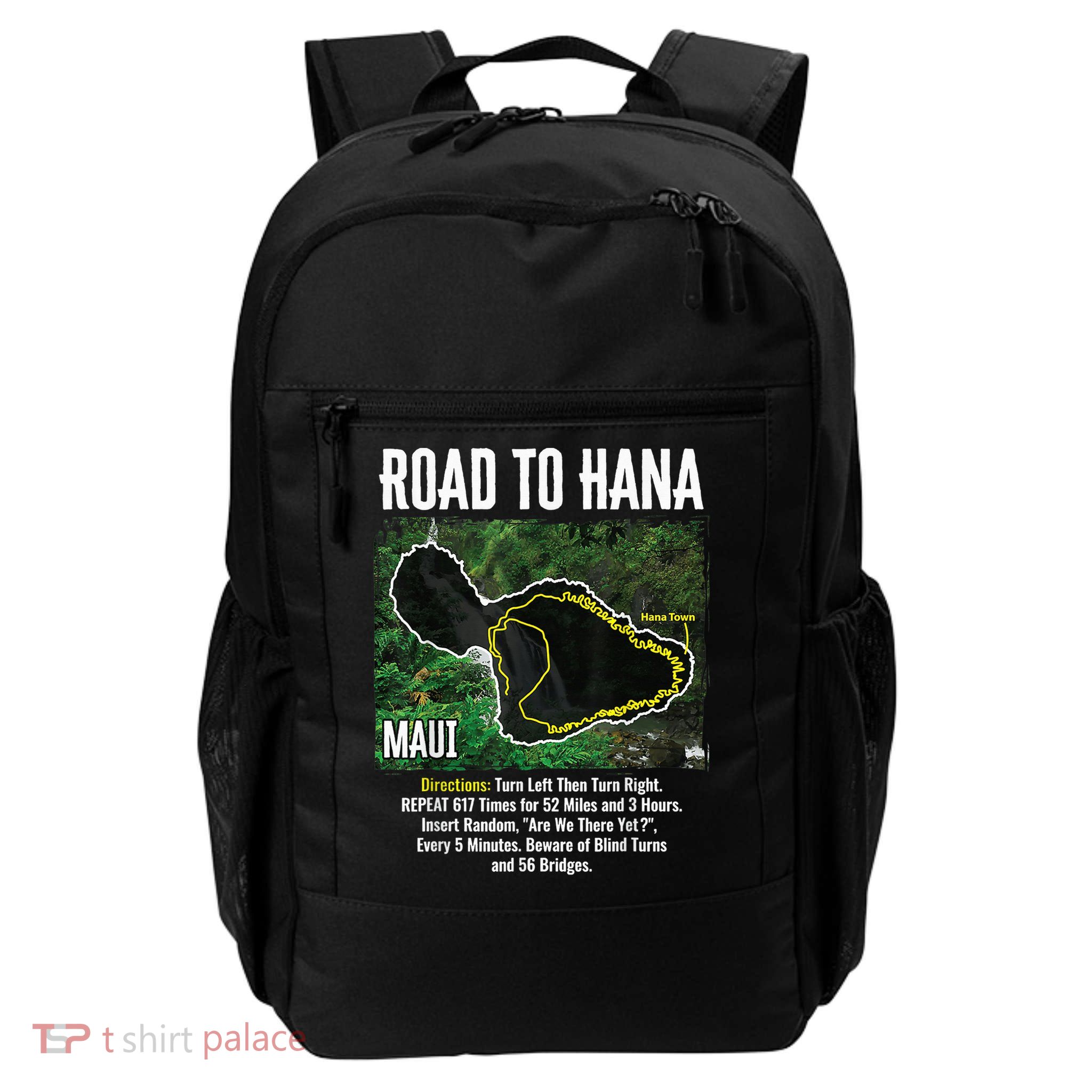 Road To Hana Map Maui Island Surfing Hawaiian Beach Summer Backpack